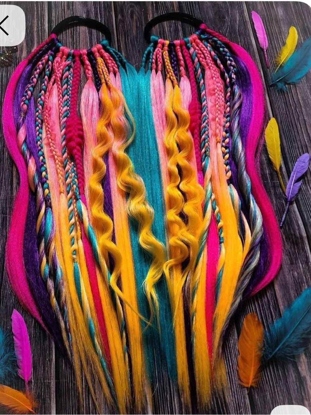 Kids Colorful Festival Hair Extensions - Bright Pink, Yellow & Teal many colors!